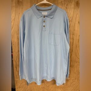Duluth Trading Light Blue LS Half Button Polo Work Shirt Size X-Large Men's EUC
